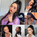 Sapphire Beauty Drawstring Brazilian Straight Ponytail Human Hair Remy Indian Hair Extensions Pony Tail For African American
